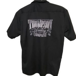 Vintage Thompson Brewing Co Button Down Men’s M Dickie’s Black Shirt MINTY